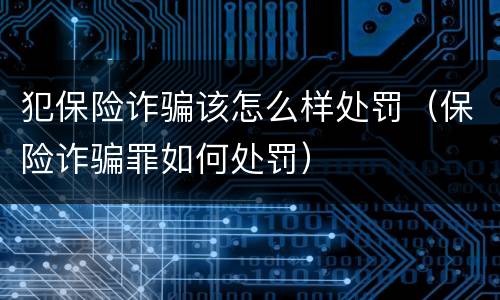犯保险诈骗该怎么样处罚（保险诈骗罪如何处罚）