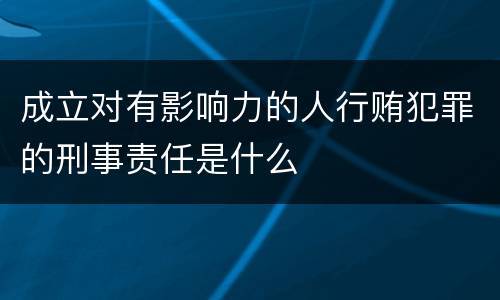 成立对有影响力的人行贿犯罪的刑事责任是什么