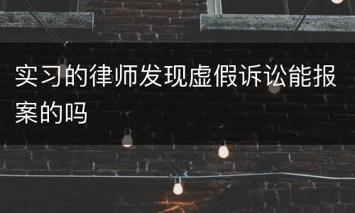 实习的律师发现虚假诉讼能报案的吗