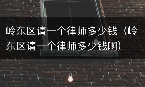岭东区请一个律师多少钱（岭东区请一个律师多少钱啊）
