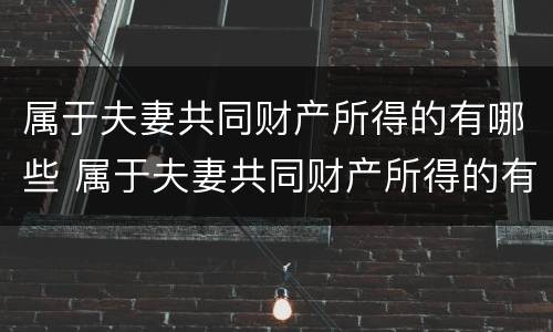 属于夫妻共同财产所得的有哪些 属于夫妻共同财产所得的有哪些内容