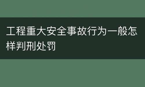 工程重大安全事故行为一般怎样判刑处罚