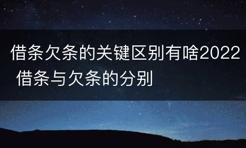 借条欠条的关键区别有啥2022 借条与欠条的分别