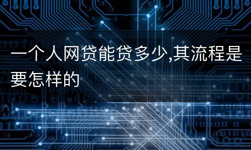 一个人网贷能贷多少,其流程是要怎样的