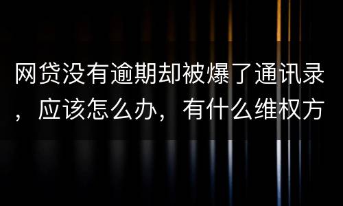 网贷没有逾期却被爆了通讯录，应该怎么办，有什么维权方法吗