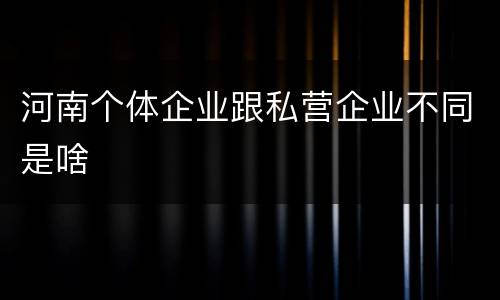 河南个体企业跟私营企业不同是啥
