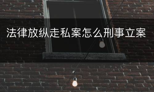 法律放纵走私案怎么刑事立案