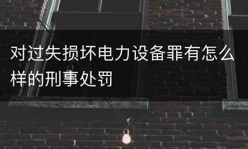 对过失损坏电力设备罪有怎么样的刑事处罚