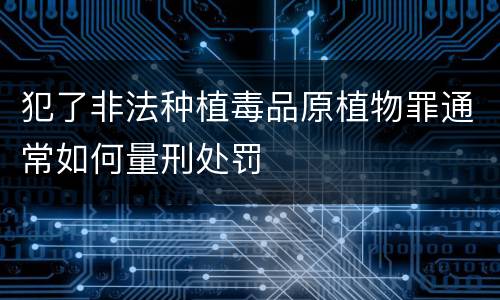犯了非法种植毒品原植物罪通常如何量刑处罚