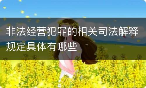 非法经营犯罪的相关司法解释规定具体有哪些