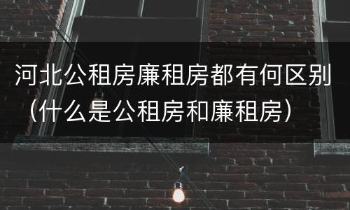 河北公租房廉租房都有何区别（什么是公租房和廉租房）
