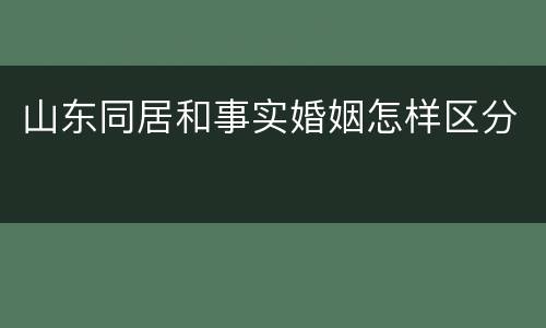 山东同居和事实婚姻怎样区分