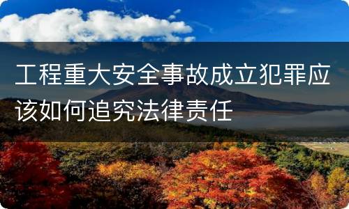 工程重大安全事故成立犯罪应该如何追究法律责任