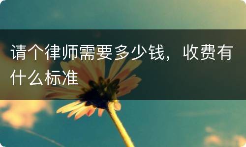 请个律师需要多少钱，收费有什么标准