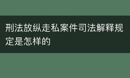 刑法放纵走私案件司法解释规定是怎样的