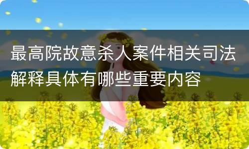 最高院故意杀人案件相关司法解释具体有哪些重要内容