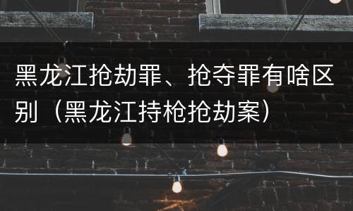 黑龙江抢劫罪、抢夺罪有啥区别（黑龙江持枪抢劫案）