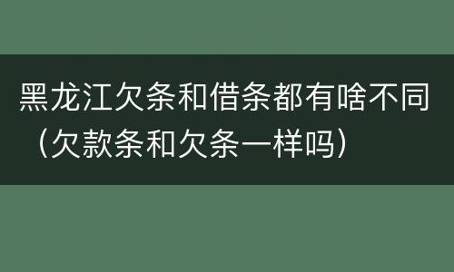 黑龙江欠条和借条都有啥不同（欠款条和欠条一样吗）