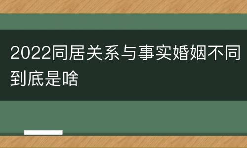 2022同居关系与事实婚姻不同到底是啥