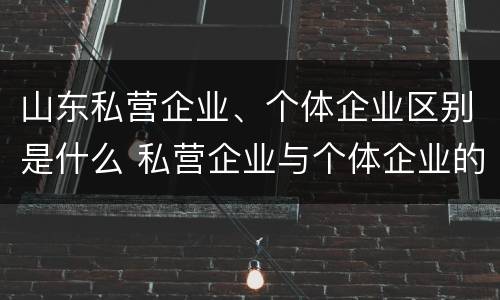 山东私营企业、个体企业区别是什么 私营企业与个体企业的区别