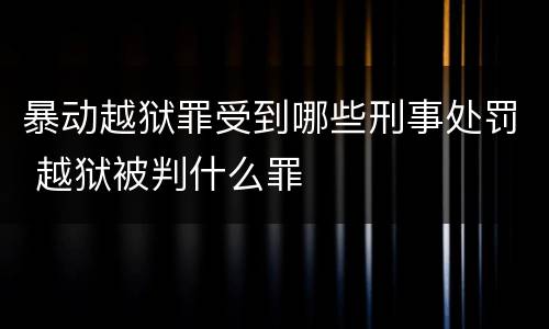 暴动越狱罪受到哪些刑事处罚 越狱被判什么罪