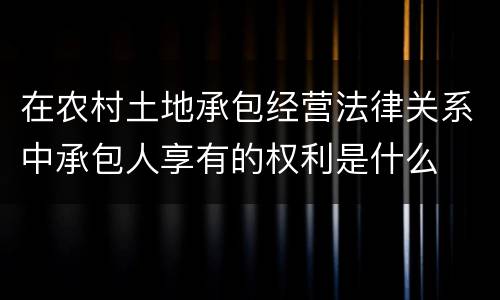 在农村土地承包经营法律关系中承包人享有的权利是什么