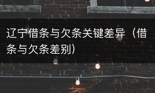 辽宁借条与欠条关键差异（借条与欠条差别）