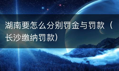湖南要怎么分别罚金与罚款（长沙缴纳罚款）