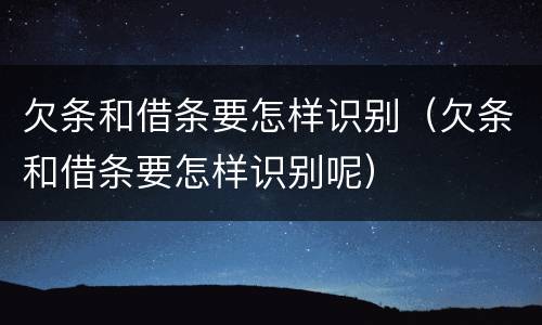 欠条和借条要怎样识别（欠条和借条要怎样识别呢）