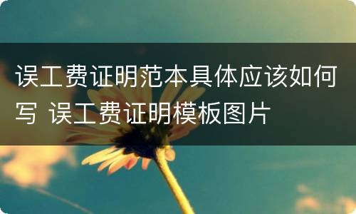 误工费证明范本具体应该如何写 误工费证明模板图片