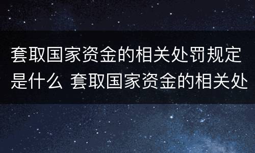 套取国家资金的相关处罚规定是什么 套取国家资金的相关处罚规定是什么意思