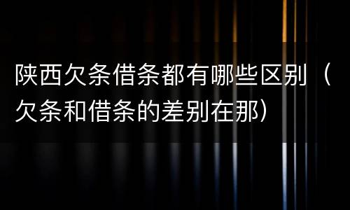 陕西欠条借条都有哪些区别（欠条和借条的差别在那）