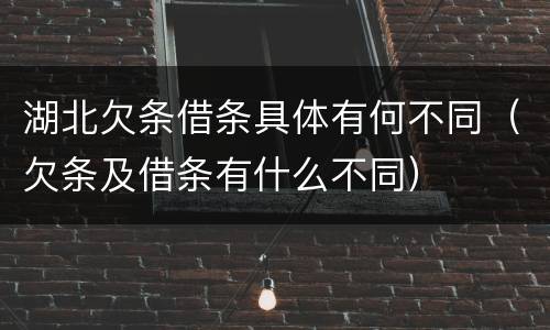 湖北欠条借条具体有何不同（欠条及借条有什么不同）