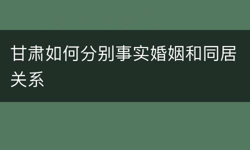 甘肃如何分别事实婚姻和同居关系