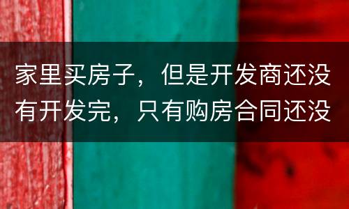 家里买房子，但是开发商还没有开发完，只有购房合同还没给房产证可以买吗
