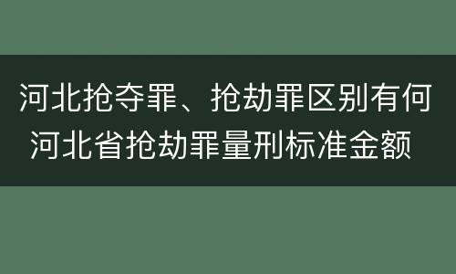 河北抢夺罪、抢劫罪区别有何 河北省抢劫罪量刑标准金额