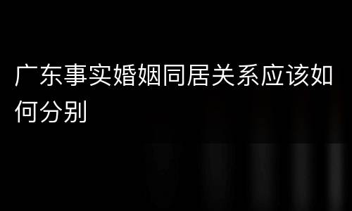 广东事实婚姻同居关系应该如何分别