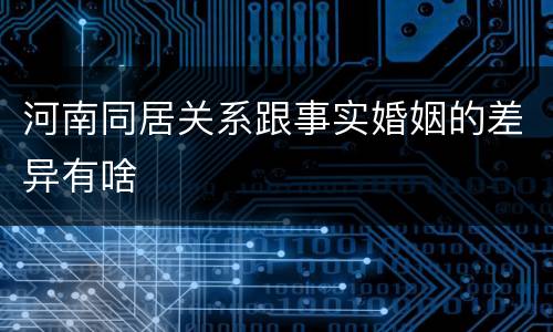河南同居关系跟事实婚姻的差异有啥