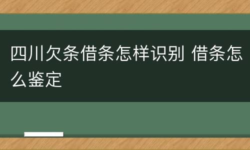 四川欠条借条怎样识别 借条怎么鉴定