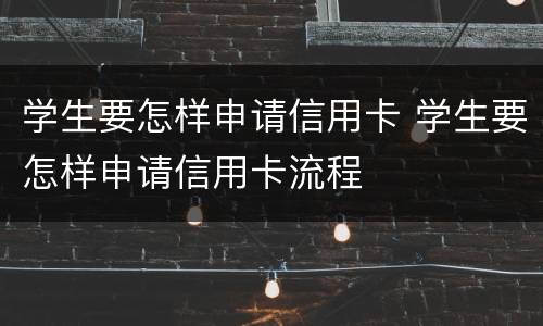 学生要怎样申请信用卡 学生要怎样申请信用卡流程