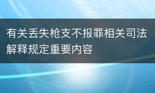有关丢失枪支不报罪相关司法解释规定重要内容