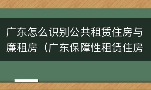 广东怎么识别公共租赁住房与廉租房（广东保障性租赁住房）