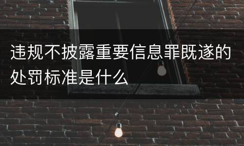 违规不披露重要信息罪既遂的处罚标准是什么