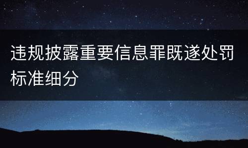违规披露重要信息罪既遂处罚标准细分