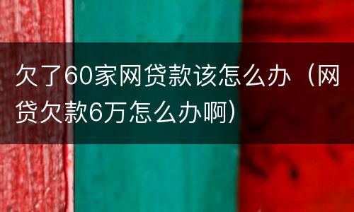 欠了60家网贷款该怎么办（网贷欠款6万怎么办啊）
