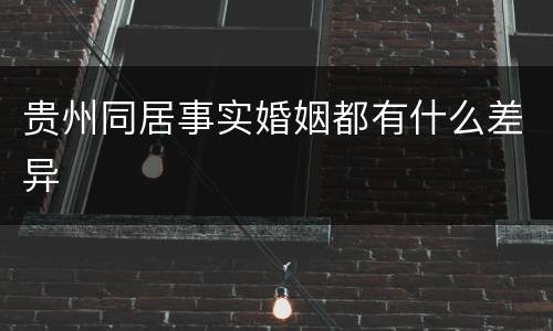 贵州同居事实婚姻都有什么差异