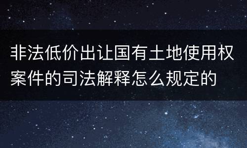 非法低价出让国有土地使用权案件的司法解释怎么规定的