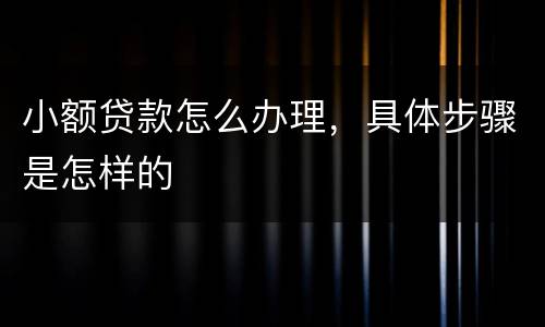 小额贷款怎么办理，具体步骤是怎样的