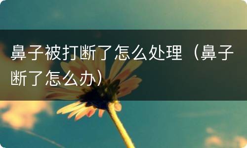 鼻子被打断了怎么处理（鼻子断了怎么办）