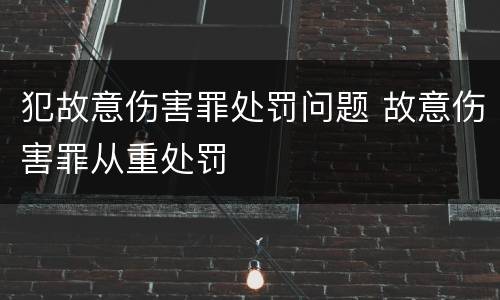 犯故意伤害罪处罚问题 故意伤害罪从重处罚